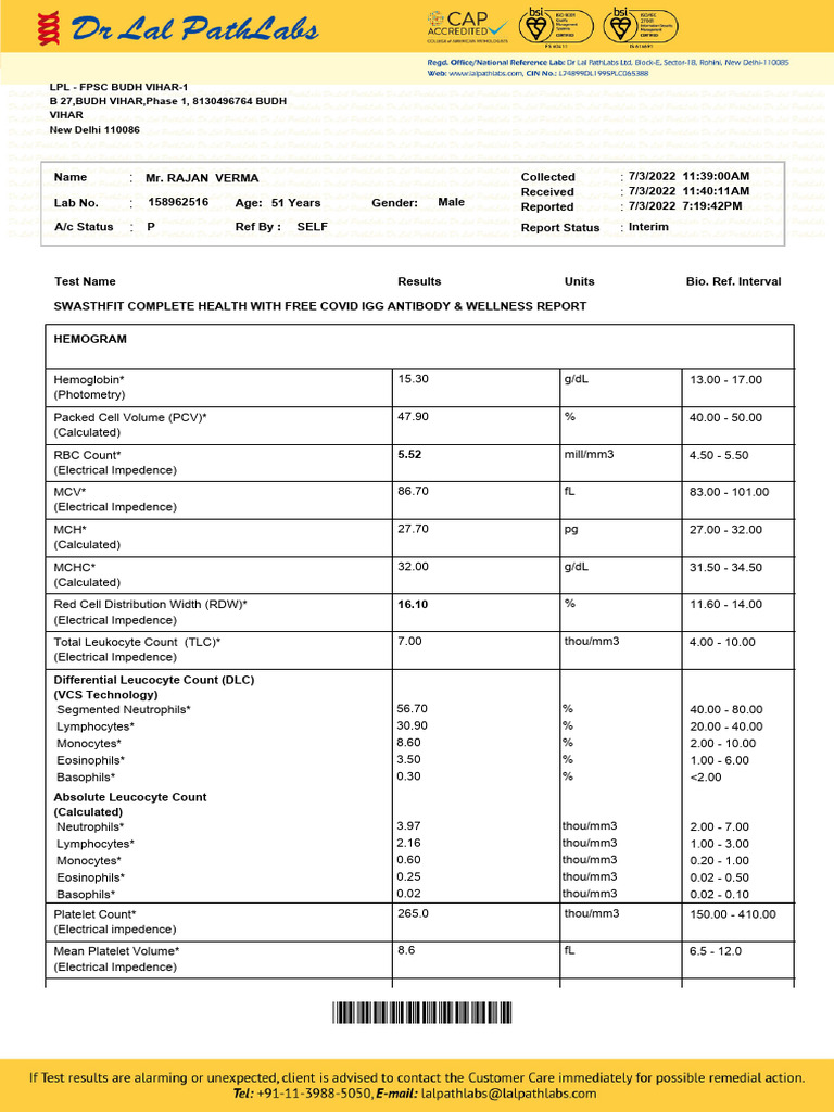 Complete Health & COVID Antibody Report | PDF | Low Density Lipoprotein ...