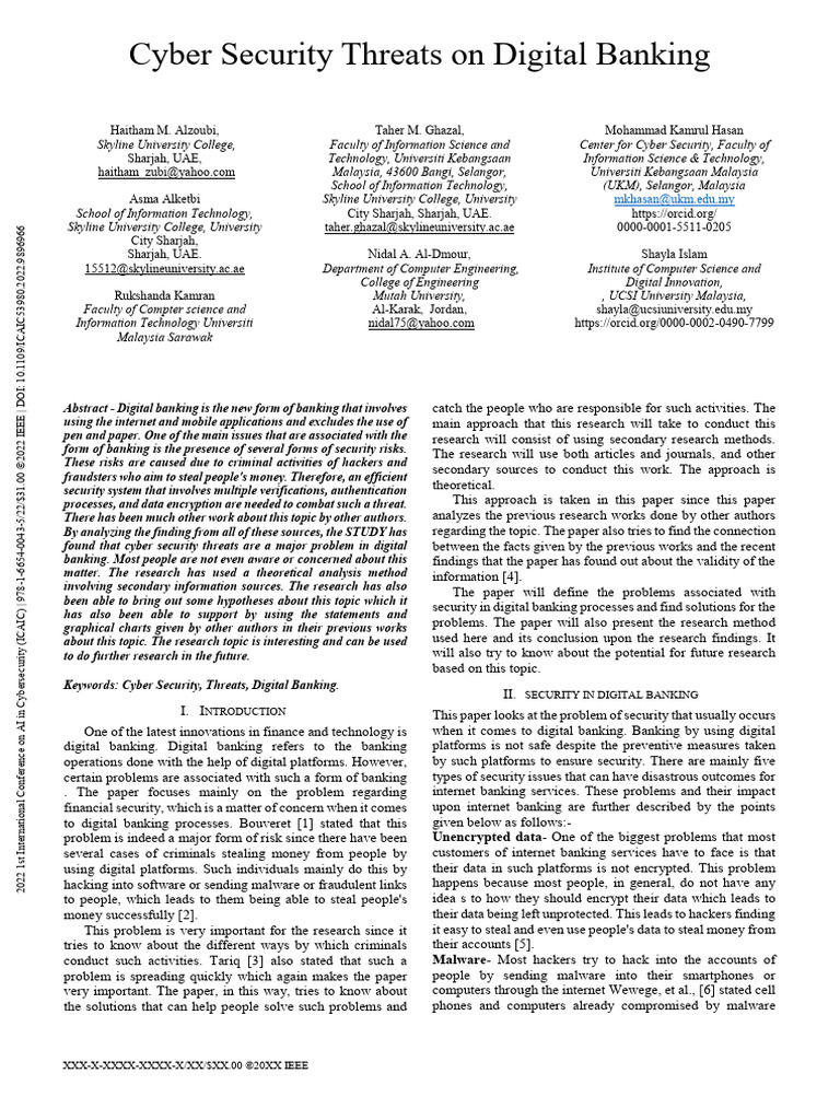 Cyber Security Risks in Digital Banking | PDF | Computer Security ...