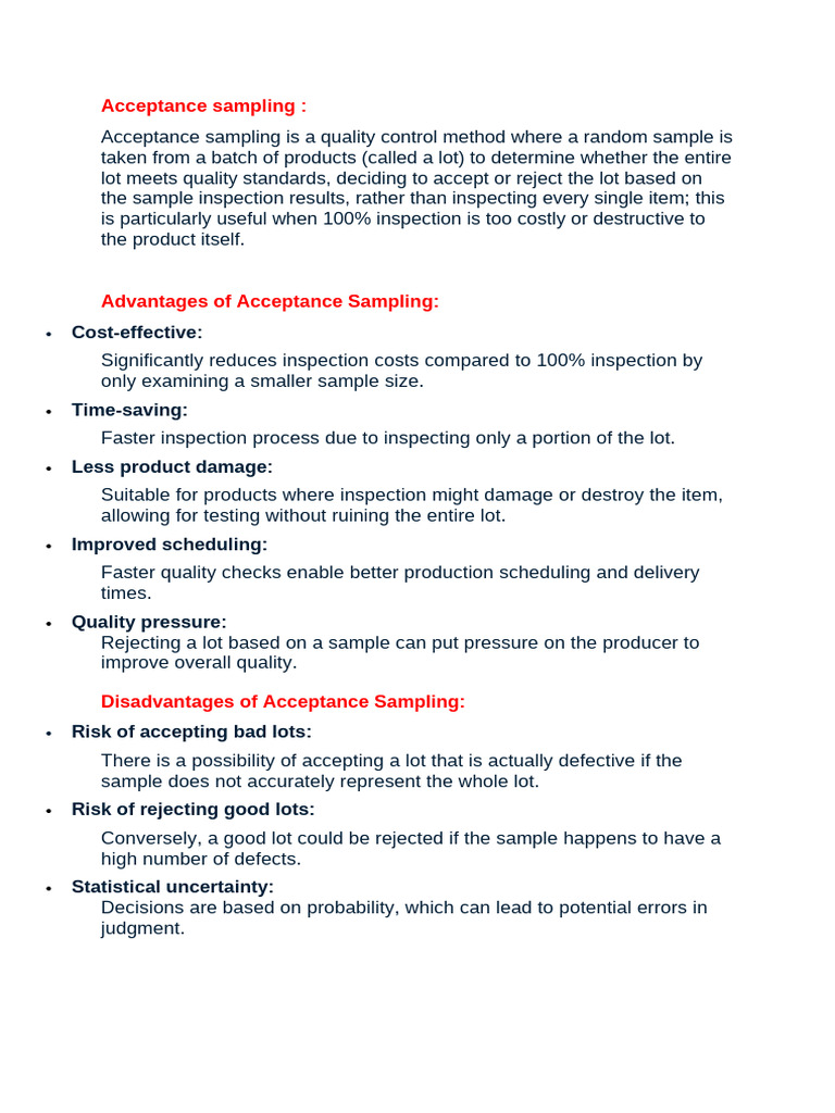 Understanding Acceptance Sampling Methods | PDF | Sampling (Statistics ...
