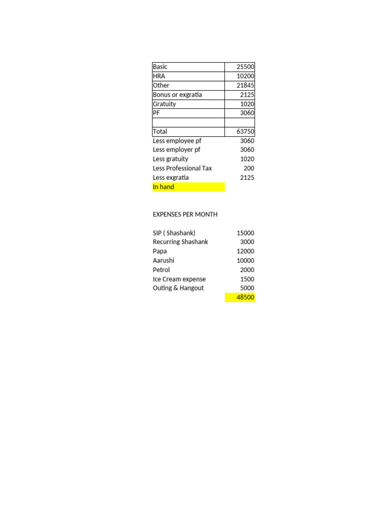 Every Month Expenses | PDF