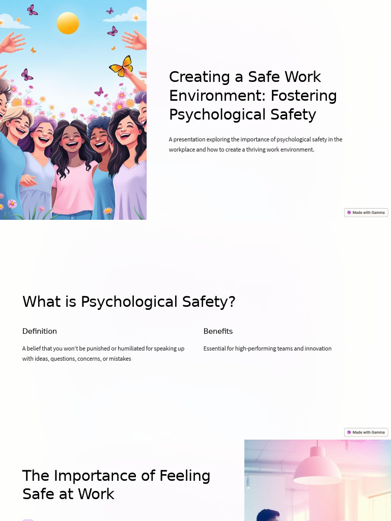 Creating A Safe Work Environment: Fostering Psychological Safety | PDF
