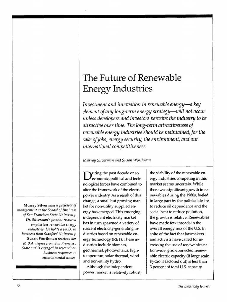 Future of Renewable Energy Industries | PDF | Renewable Energy | Wind Power