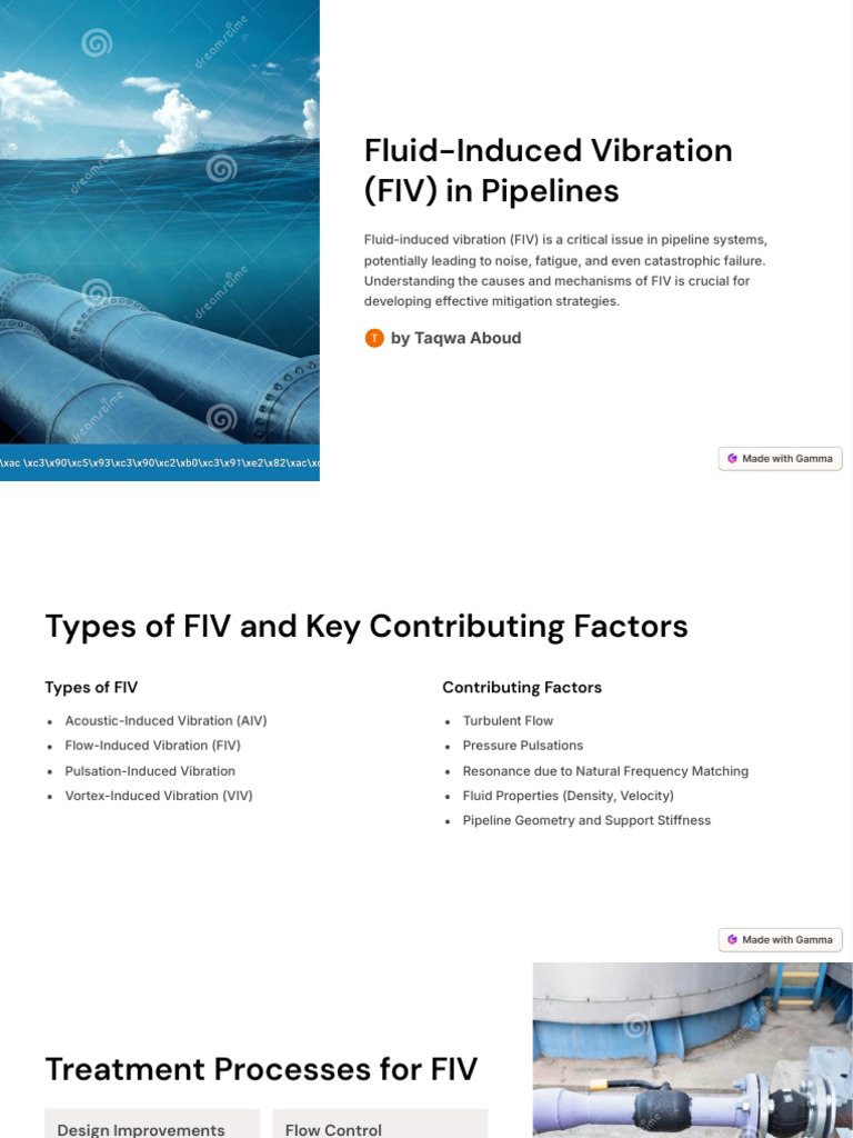 Fluid-Induced Vibration (FIV) in Pipelines: by Taqwa Aboud | PDF