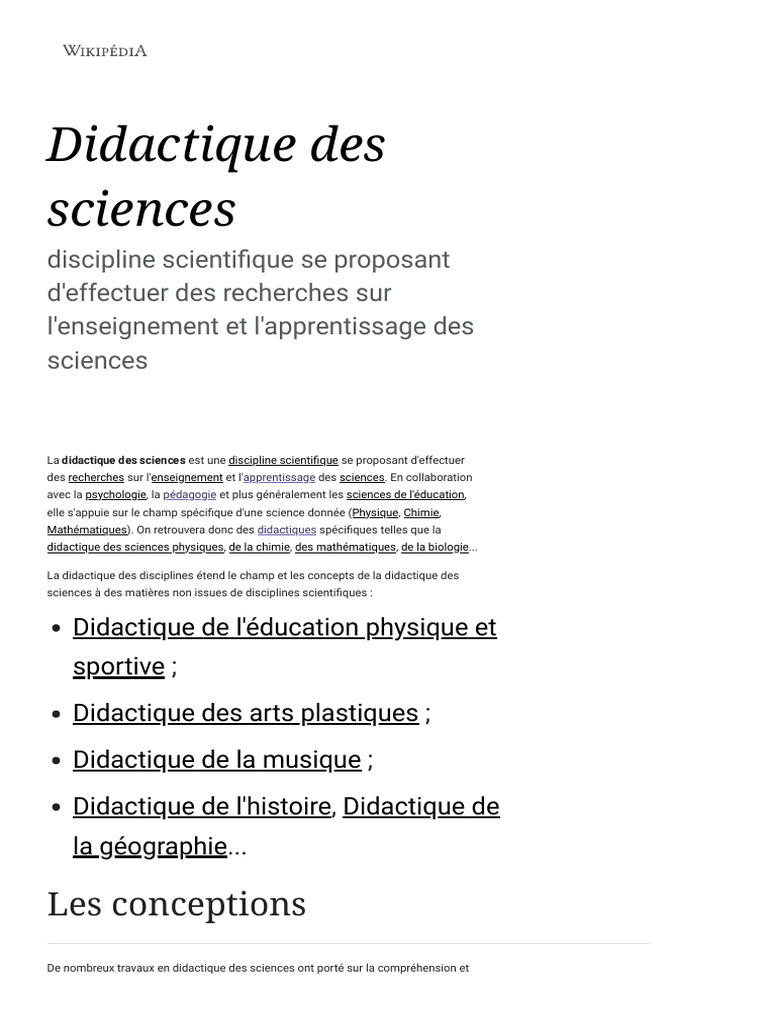 Didactique des sciences et apprentissage | PDF | Science | Apprentissage