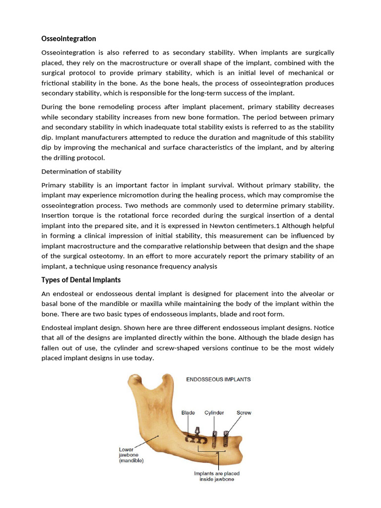 Understanding Osseointegration in Implants | PDF | Dental Implant | Surgery