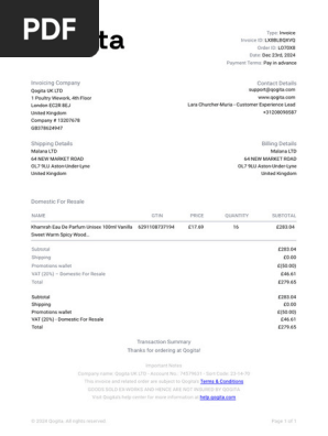 Qogita UK Ltd Perfume Invoice LX8BLBQXVQ | PDF | Invoice | Payments