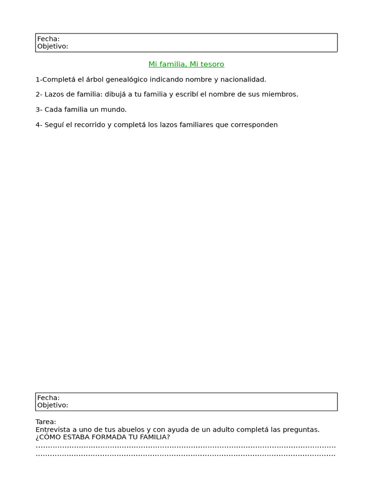 Actividades sobre la familia y la historia | PDF