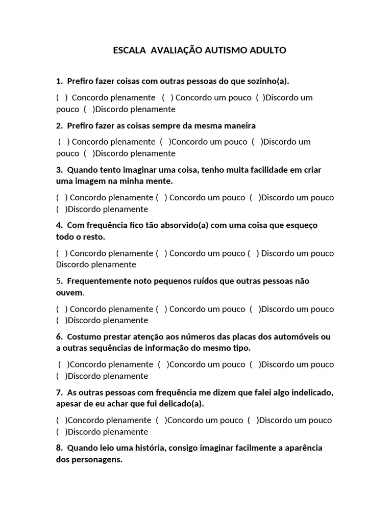 Avaliação de Autismo em Adultos | PDF