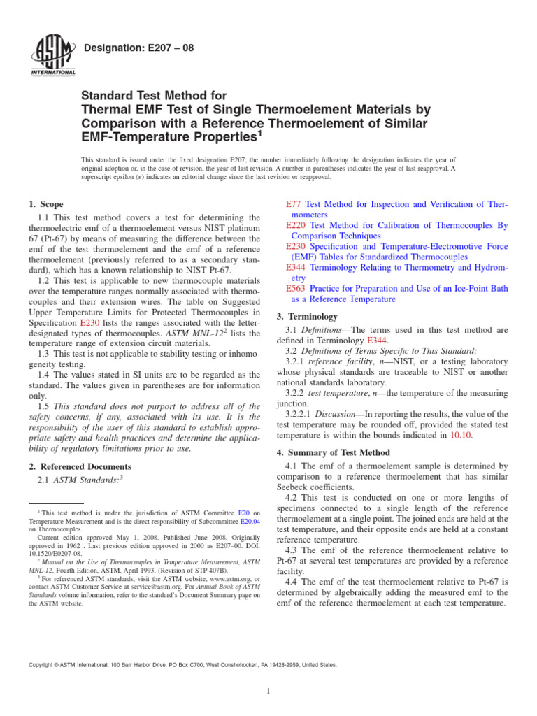 ASTM E207.osqg5033 | PDF | Thermocouple | Electricity