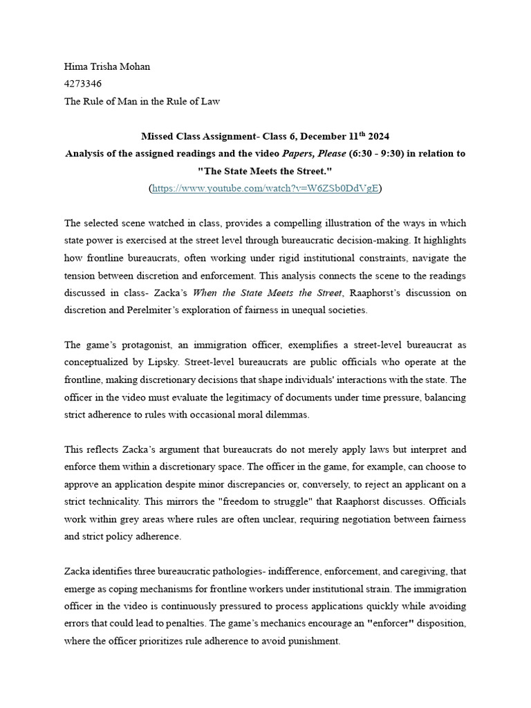 StreetLevel Bureaucracy Analysis PDF Social Psychology