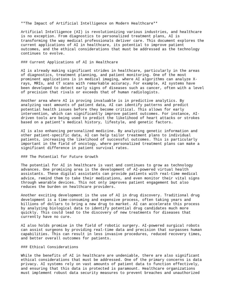 AI's Transformative Role in Healthcare | PDF | Personalized Medicine ...