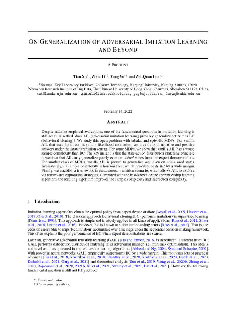 Adversarial Imitation Learning Generalization | PDF | Mathematical ...