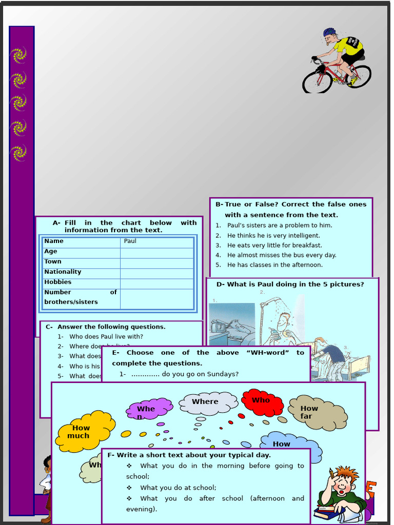 Pauls Daily Routine Reading Comprehension Exercises | PDF