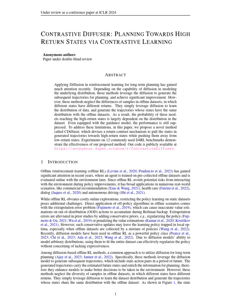 Contrastive Diffuser for Offline RL | PDF | Sampling (Statistics ...