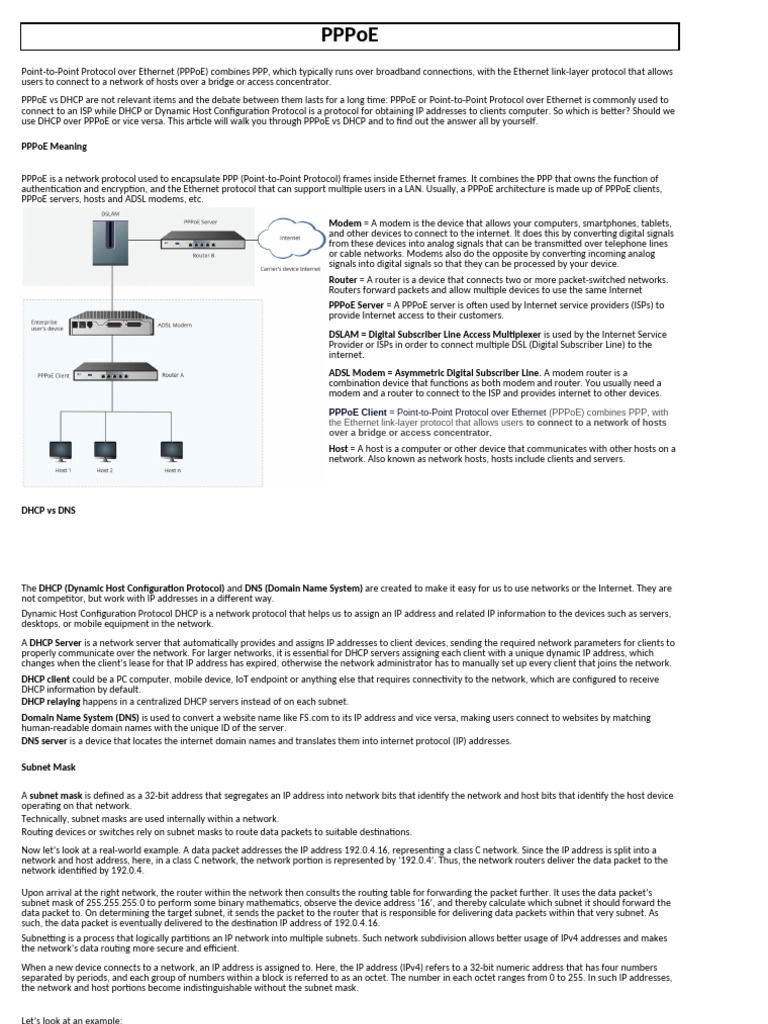 Understanding PPPoE and DHCP Protocols | PDF | Ip Address | Computer ...