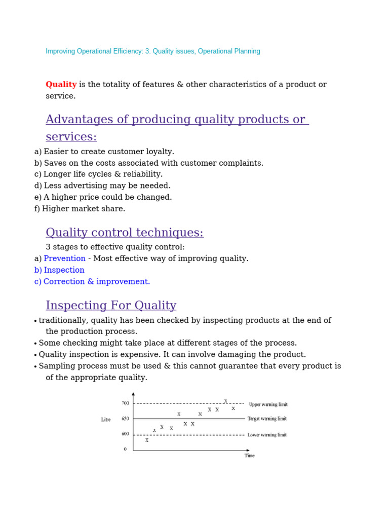 Quality Control & Operational Planning | PDF | Quality Management ...