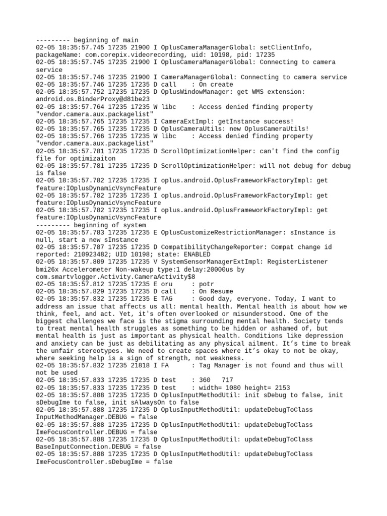 Camera Service Connection Logs | PDF | Computer Architecture | Software
