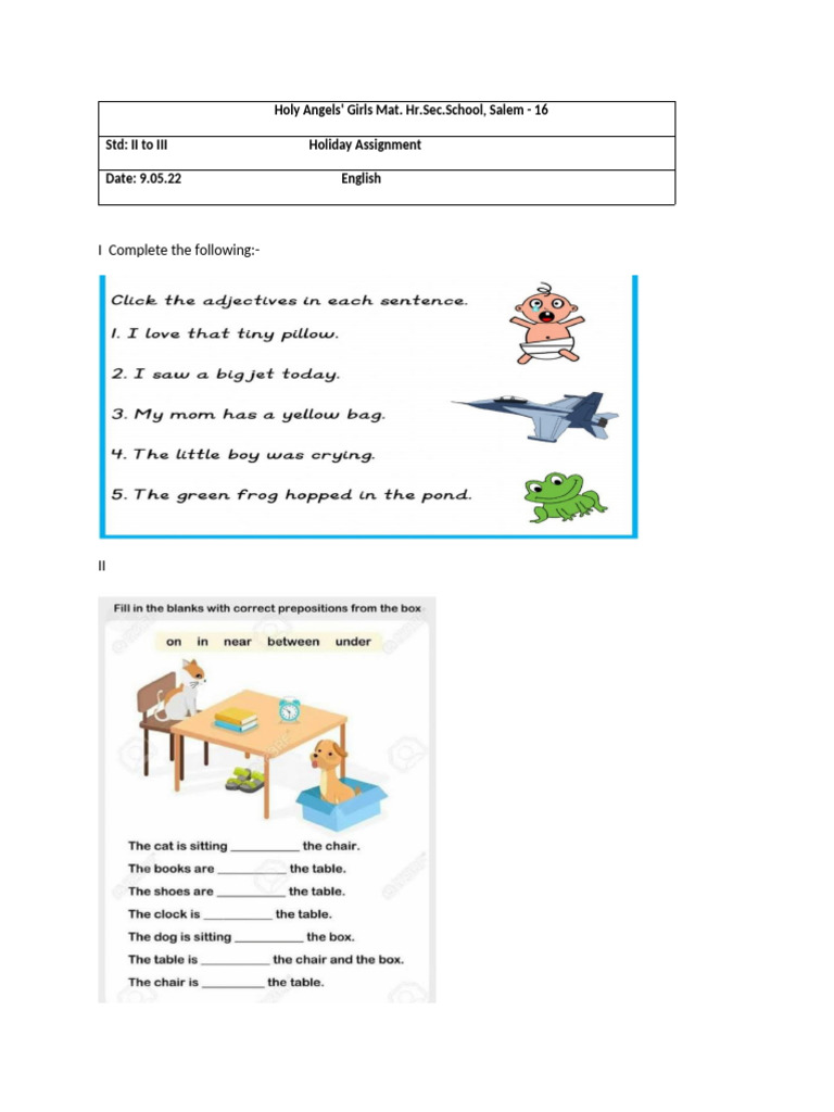 English Holiday Assignment Guide | PDF