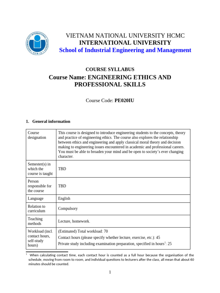 April 2022 Syllabus ENGINEERING ETHICS AND PROFESSIONAL SKILLS | PDF ...