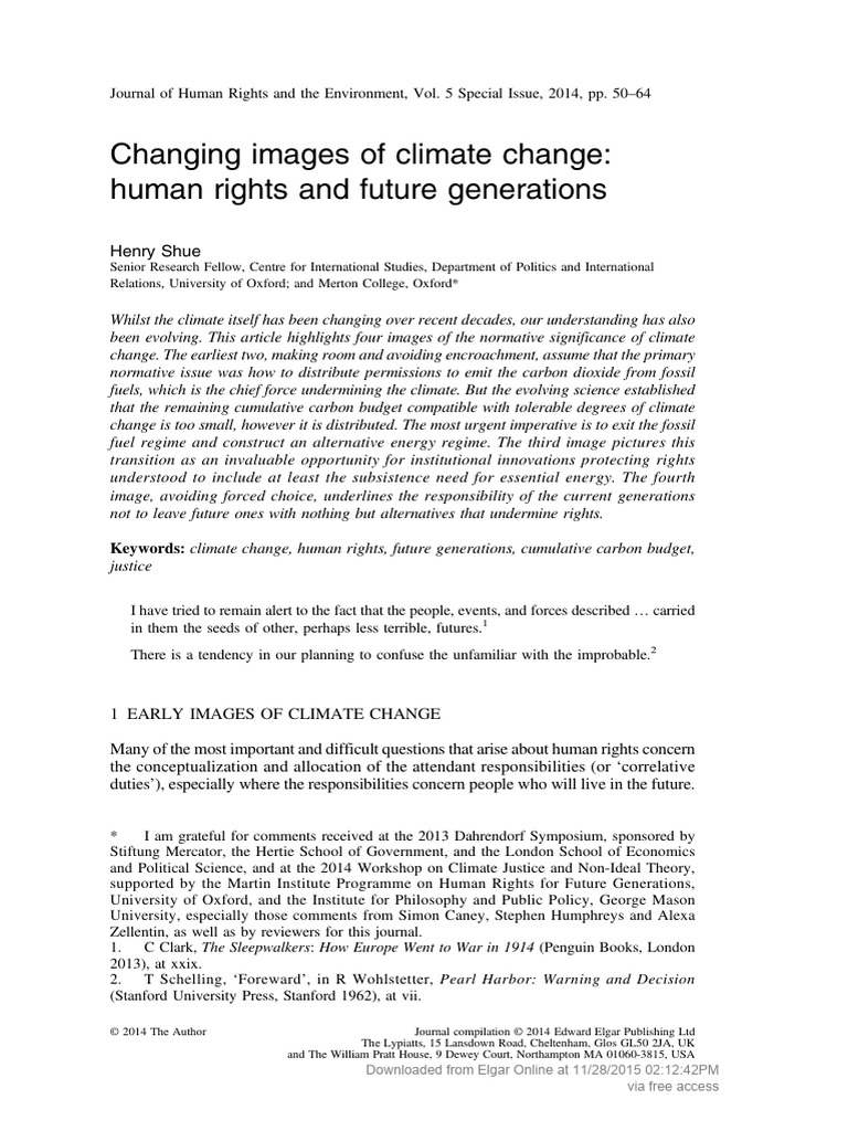 Climate Change, Rights, and Future Generations | PDF | Greenhouse Gas ...