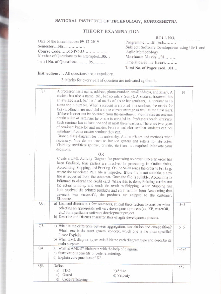 Software Development Exam Questions | PDF | Computing | Software ...
