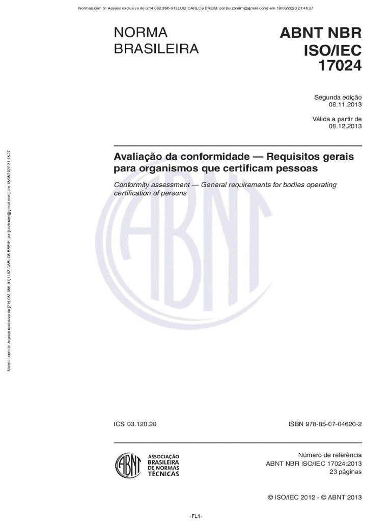 ISO 17024 IEC de 11.2013 - Avaliação Da Conformidade - Requisitos ...