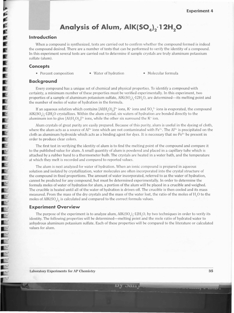Lab Analysis of Alum | PDF