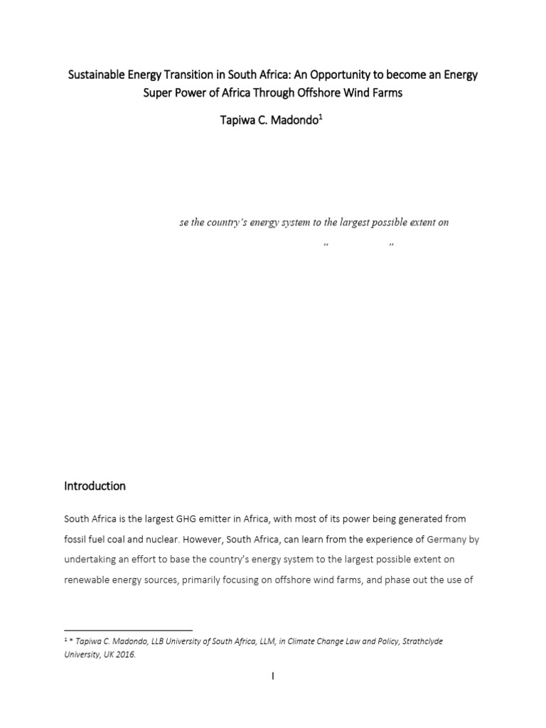 Energy Transition in South Africa | PDF | Renewable Energy | Offshore ...