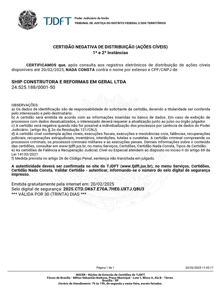 Certidão Negativa de Ações Cíveis | PDF | Justiça | Crime e Violência