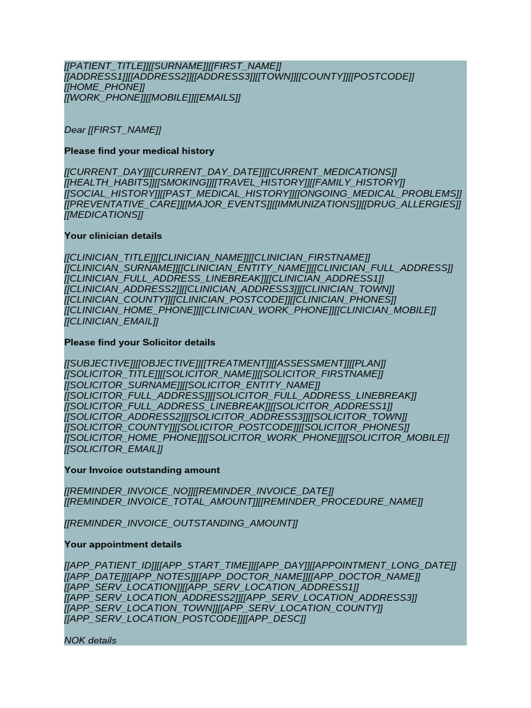 Patient Medical History Overview | PDF