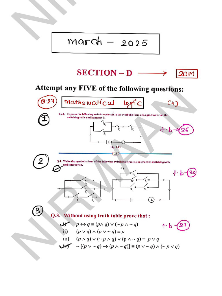 Math Section 'D' Imp Questions..2025.. | PDF