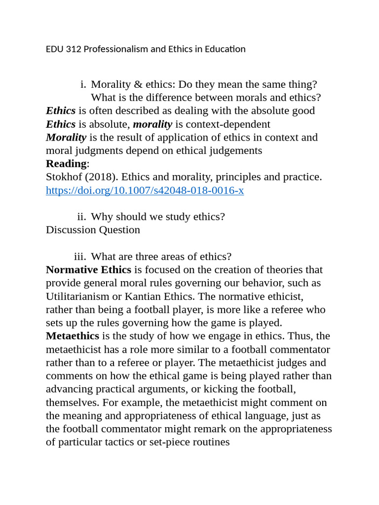 Professionalism and Ethics in Education | PDF | Profession | Morality