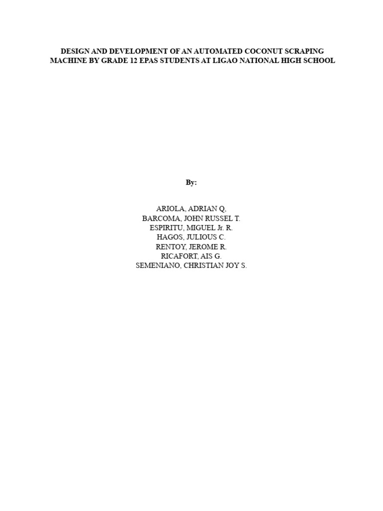 Automated Coconut Scraping Machine Design | PDF | Usability | Cognitive ...