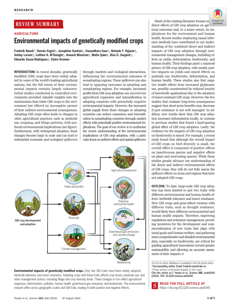 Environmental Impact of GM Crops | PDF | Genetically Modified Crops ...