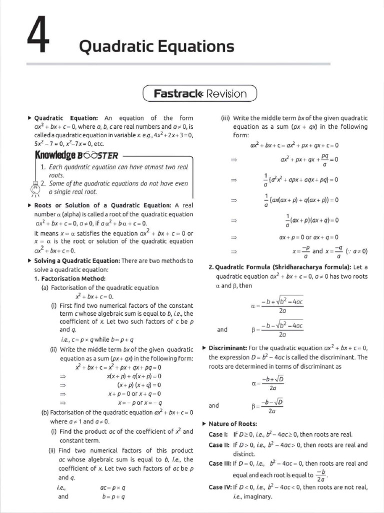 Chapter 4 Quadratic Equations | PDF