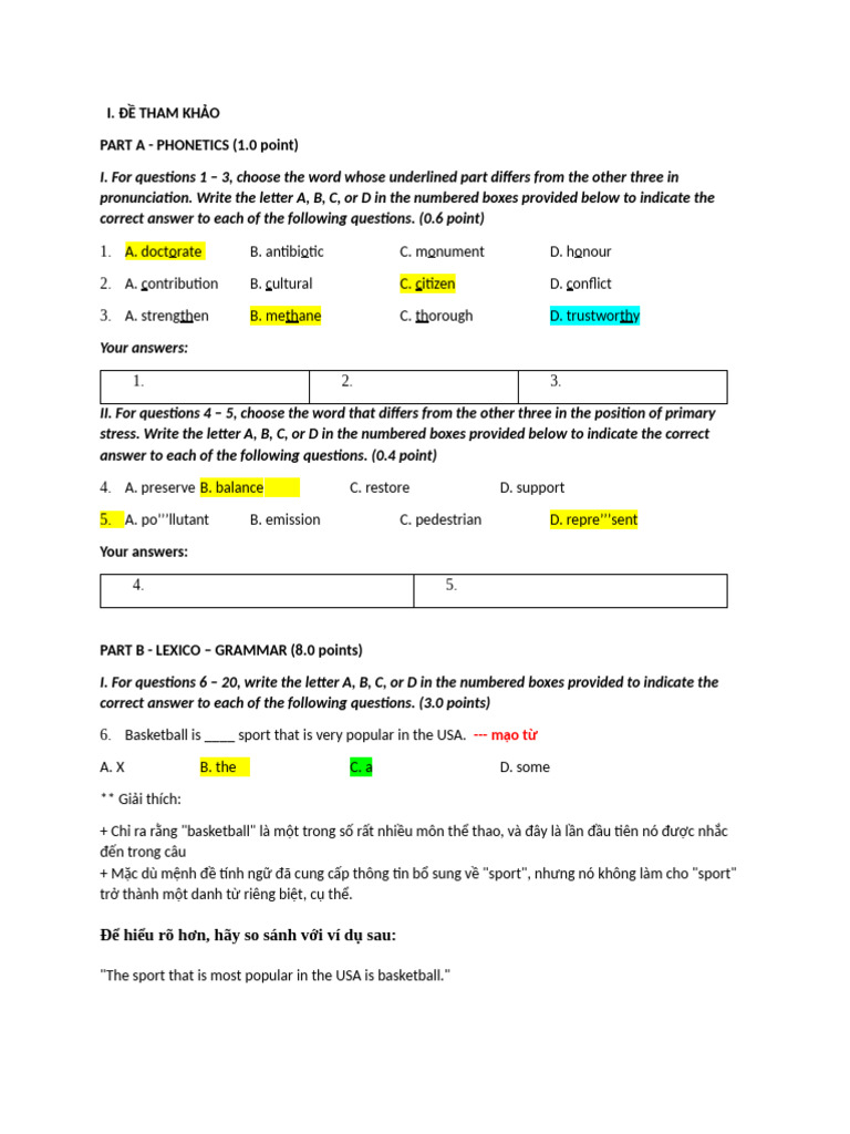 Phonetics and Grammar Practice Test | PDF