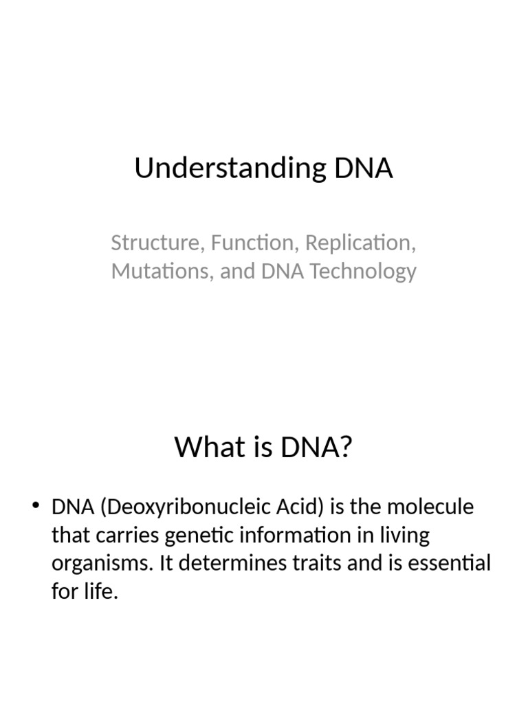 DNA: Structure, Function, and Tech | PDF