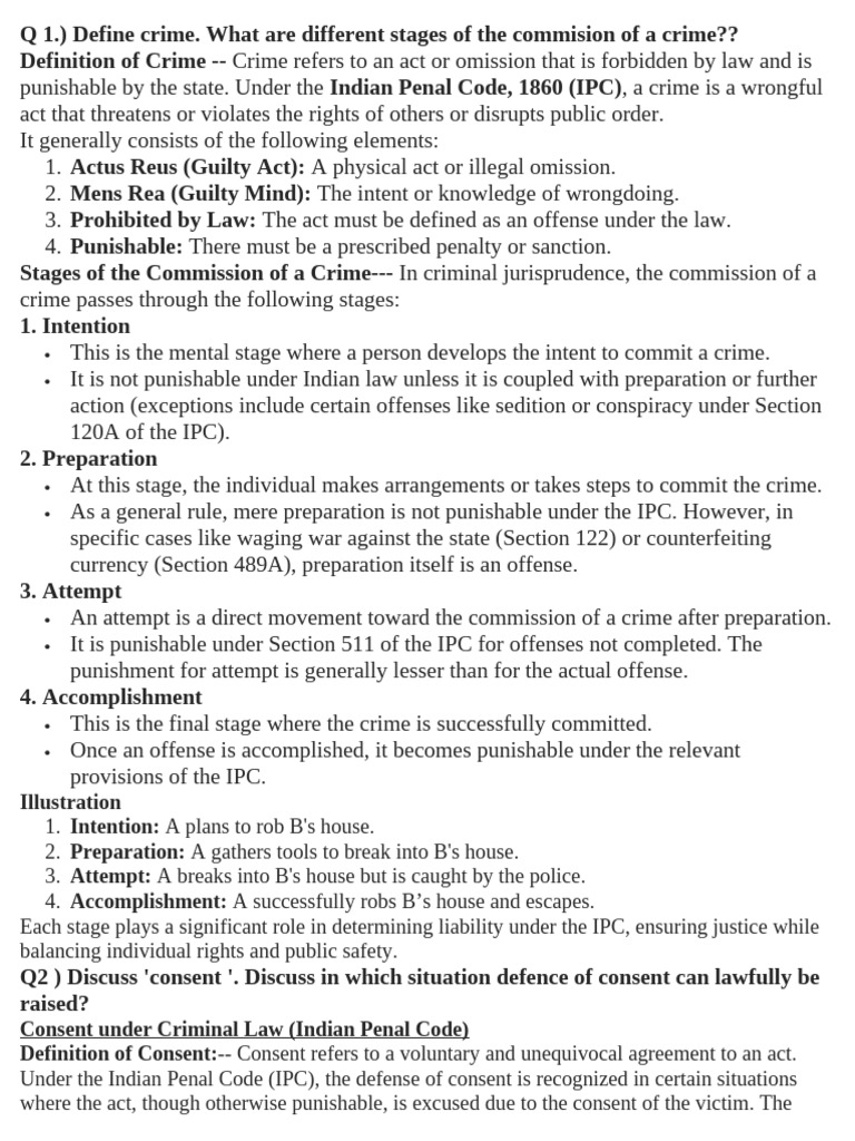 Stages of Crime and Legal Defenses | PDF | Crimes | Crime & Violence