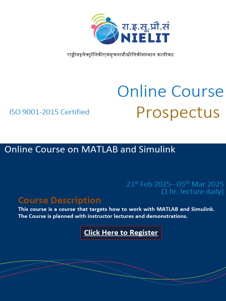 Free MATLAB Course at NIELIT Calicut | PDF | Matlab | Computing