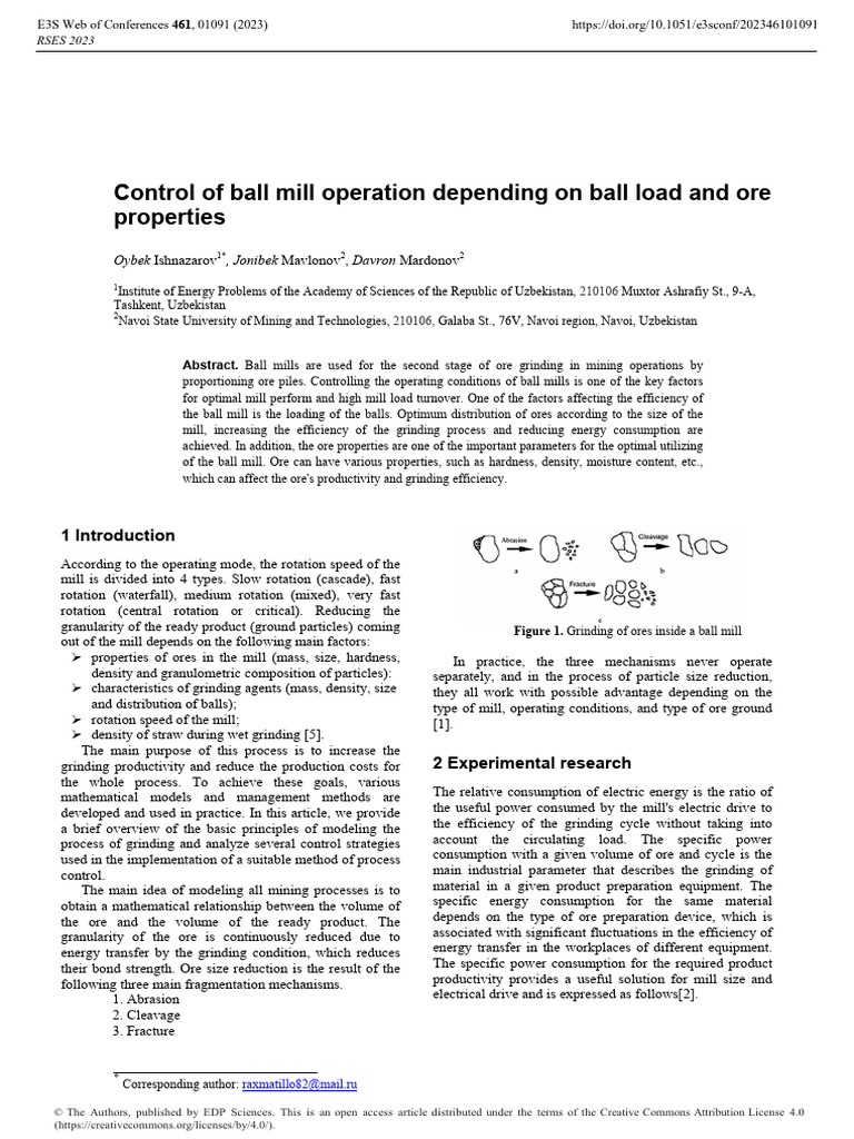Ball Mill Control for Ore Grinding Efficiency | PDF | Mill (Grinding)