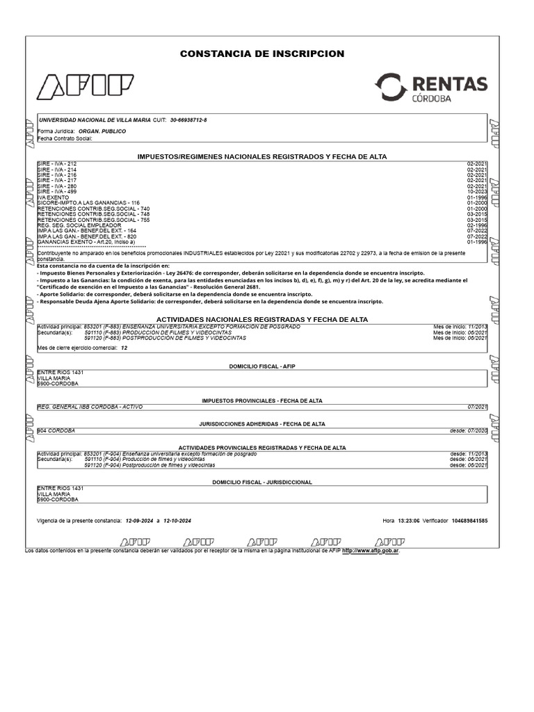 2 - AFIP - Administración Federal de Ingresos PúblicosUNVM | PDF ...