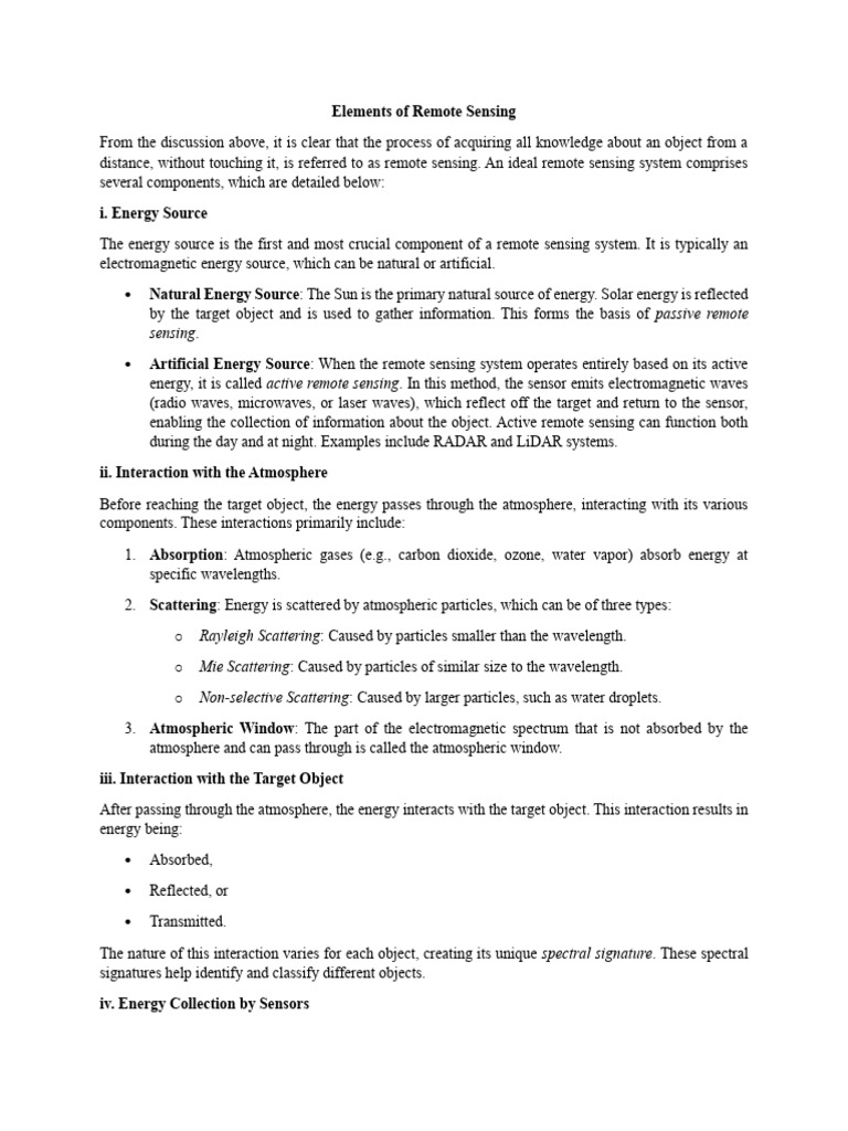 Elements of Remote Sensing | PDF | Scattering | Atmosphere Of Earth