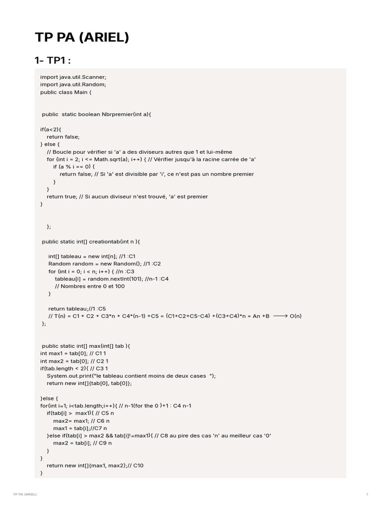 Algorithmes Java : Max, Pyramide, Tournoi | PDF | Informatique ...