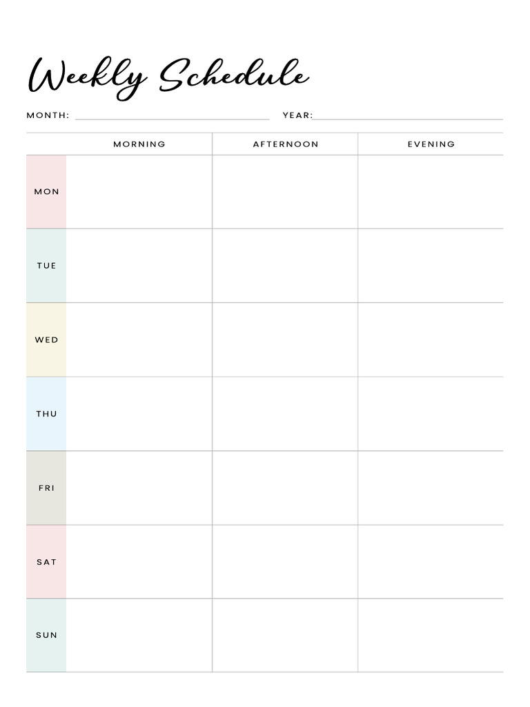 Weekly Schedule Template | PDF