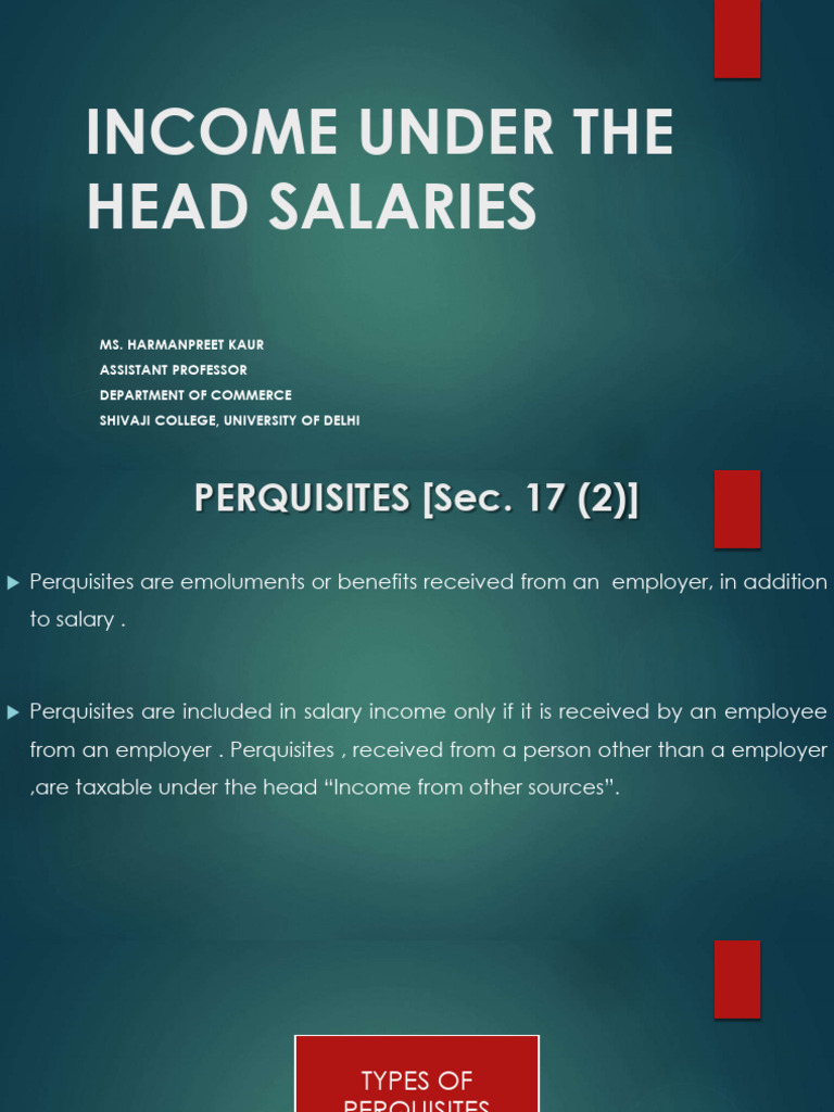 Understanding Salary Perquisites Taxation | PDF | Employee Benefits ...