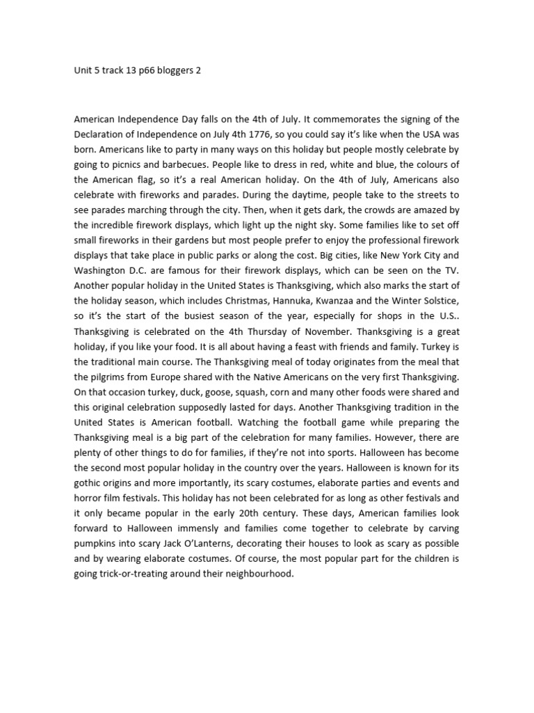 Celebrating American Independence Day | PDF | Thanksgiving ...
