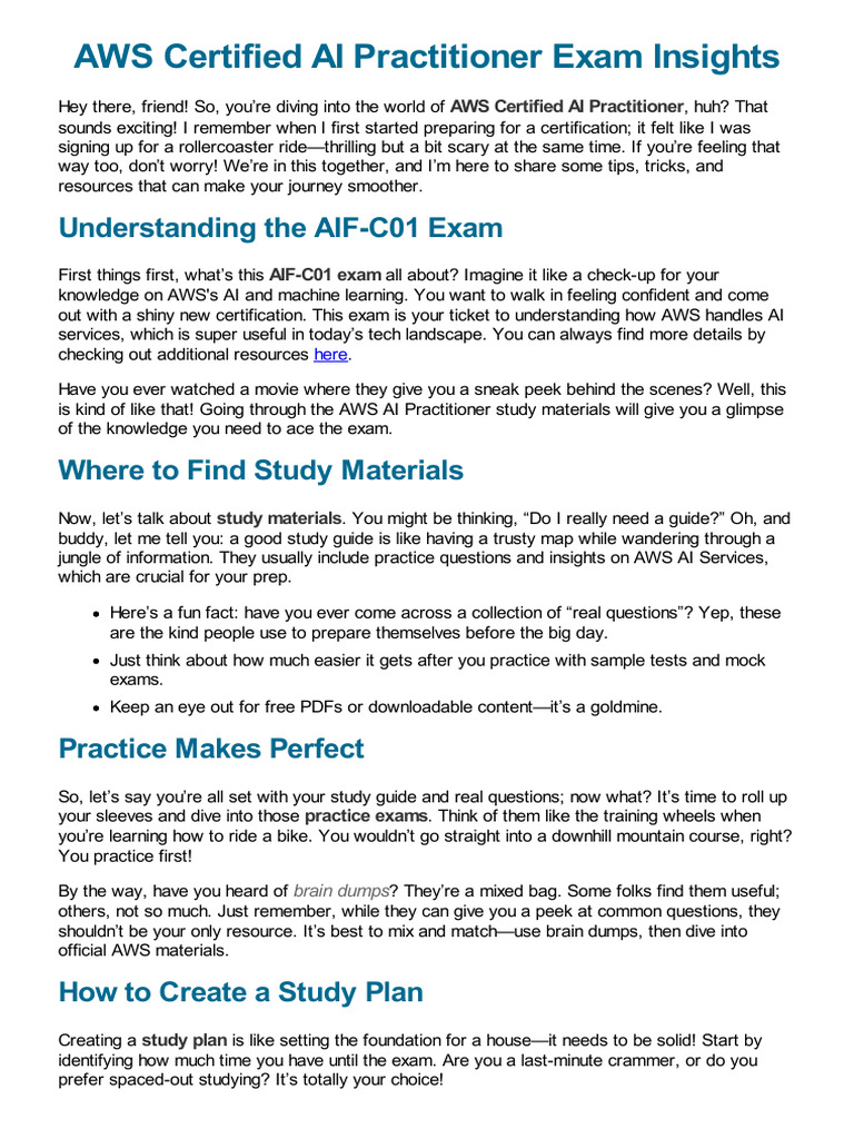 AWS AI Practitioner Exam Prep Guide | PDF