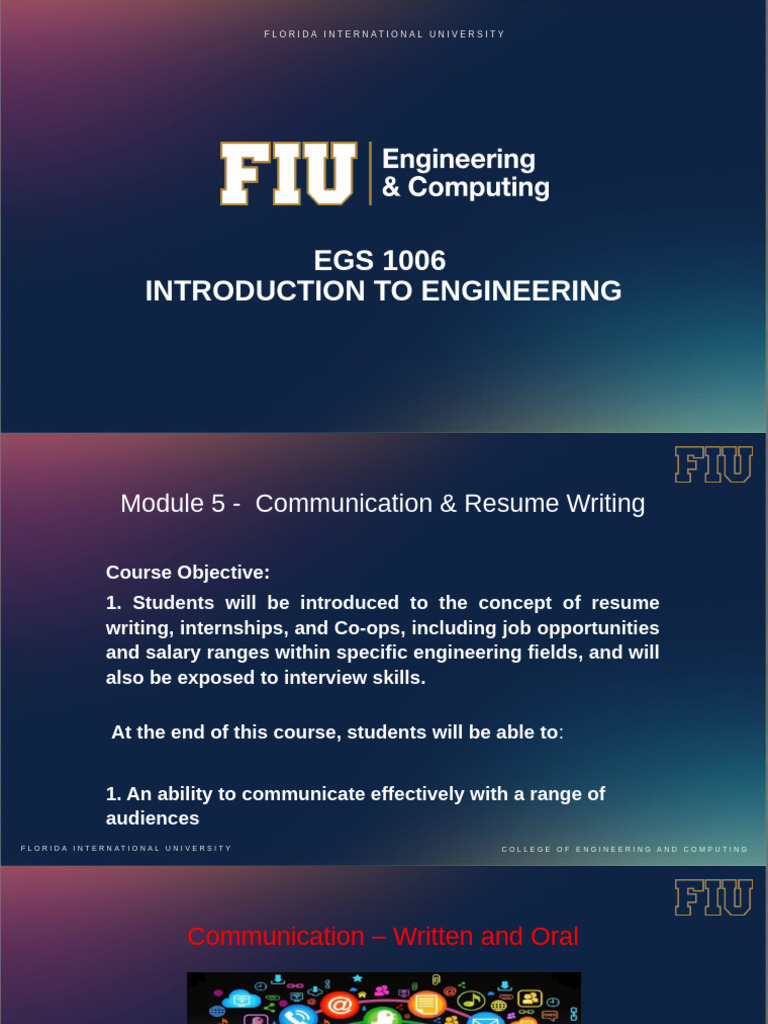 Communication & Resume Writing - Introduction To Engineering V2 | PDF ...