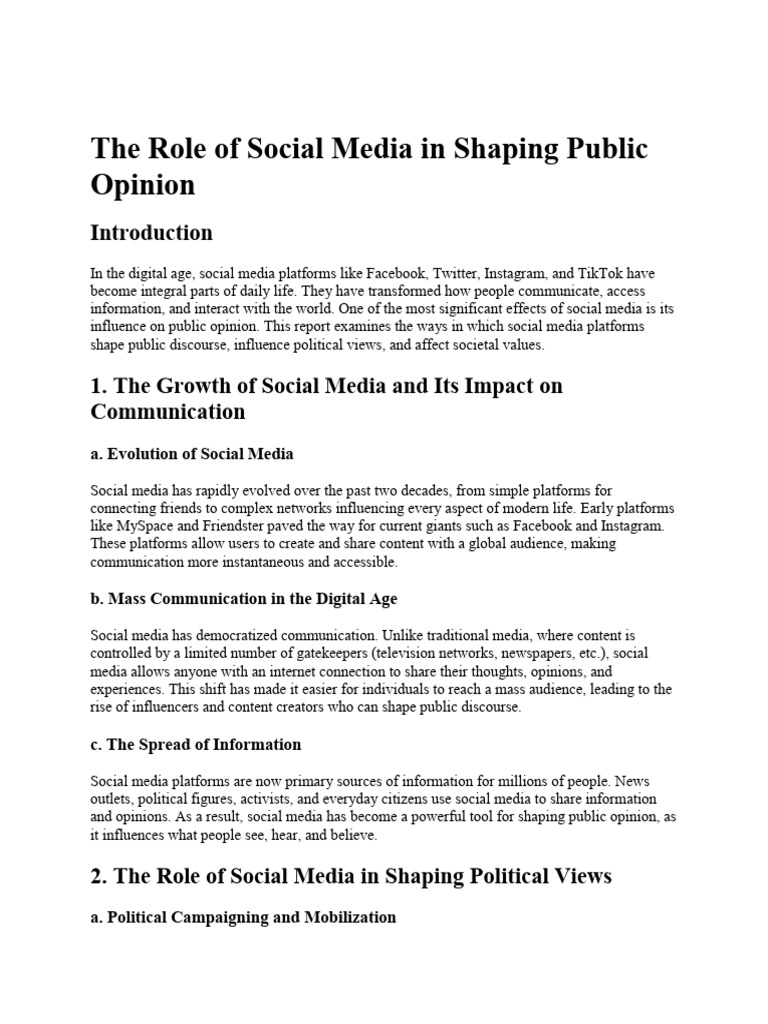 Social Media's Impact on Public Opinion | PDF | Social Media | Popular ...