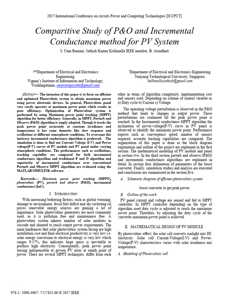 Comparitive Study of PampO and Incremental Conductance Method For PV ...